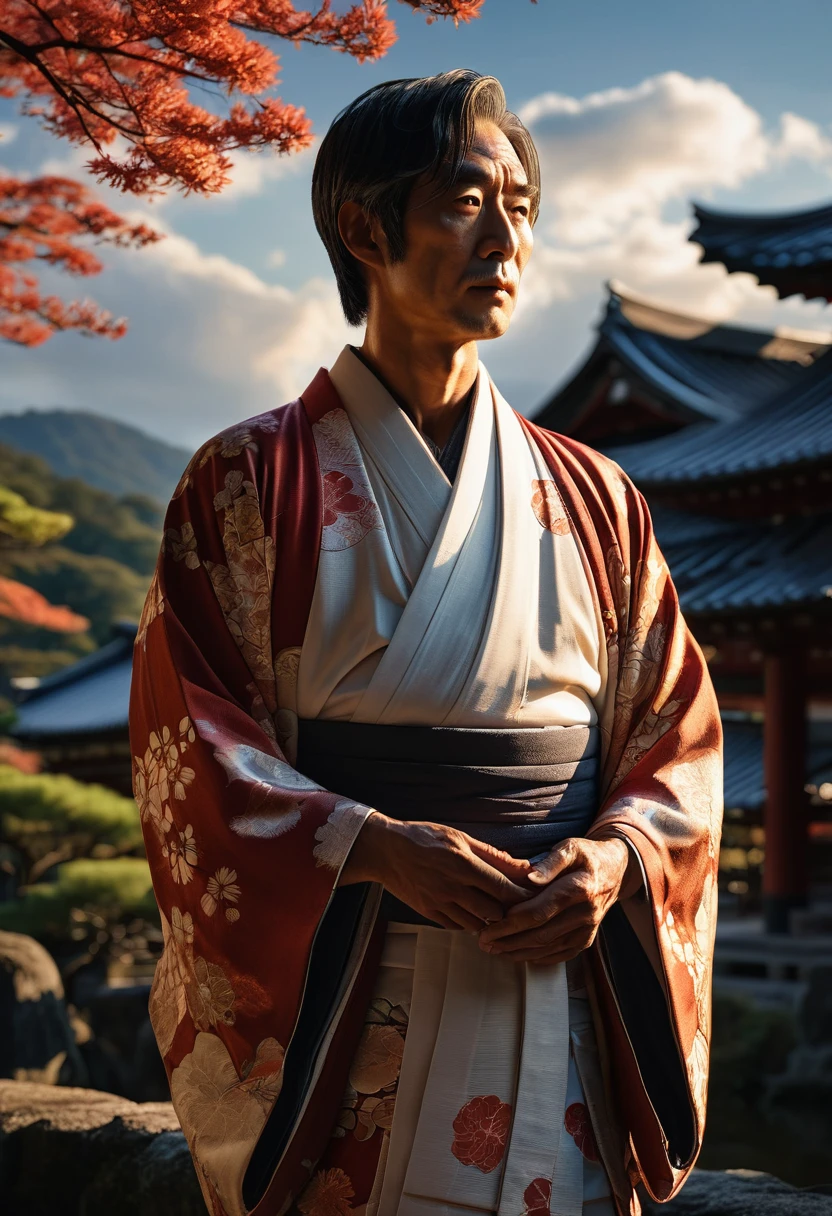 Father Akechi, the kimono-clad idol genius, stood once again at the ancient shrine bathed in the warm light of the setting sun. Clutching the amulet to his chest, he looks grateful and at peace. The shrine and the surrounding landscape are serene, and the gentle sunlight shining through the clouds symbolizes a new beginning. The composition captures both the growth of Akechi's genius idol father and the serene beauty of the restored peace of the village, and the details are meticulously rendered. High Definition, 8k, Realistic, Ultra-Detailed, Dramatic Lighting, Soft Focus, Digital Illustration, Intense Expression, Strong Gaze, Intense Emotion, Complex Mechanics, Advanced Technology, Dark Background, Cinematic, High Contrast, Moody, Gritty, Atmosphere, (Best Picture Quality, 4k, 8k, High Definition, Masterpiece: 1. 2), Super Detailed (realistic, graphic, photorealistic: 1.37) -- without glass
Translated with DeepL.com (free version)