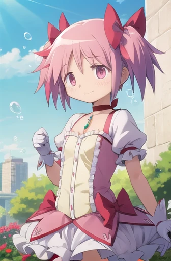 score_9, score_8_up, (beautiful lighting), (female focus), (standing:1.2), ((madoka)) \(Puella Magi Madoka Magica\),1girl,short twintails, ((looking at the viewer)), (smile), {{maid}}, {pink hair}, 1girl, spiroast, {{kaname madoka}}, in a cold, Fresh air, {artist:yoneyama_mai}, {by misaka12003, stu dts} {artist:quasarcake}, {artist:ciloranko}, {oil painting}, realistic, gradient, best quality, amazing quality, very aesthetic, absurdres, best quality, amazing quality, very aesthetic, absurdres