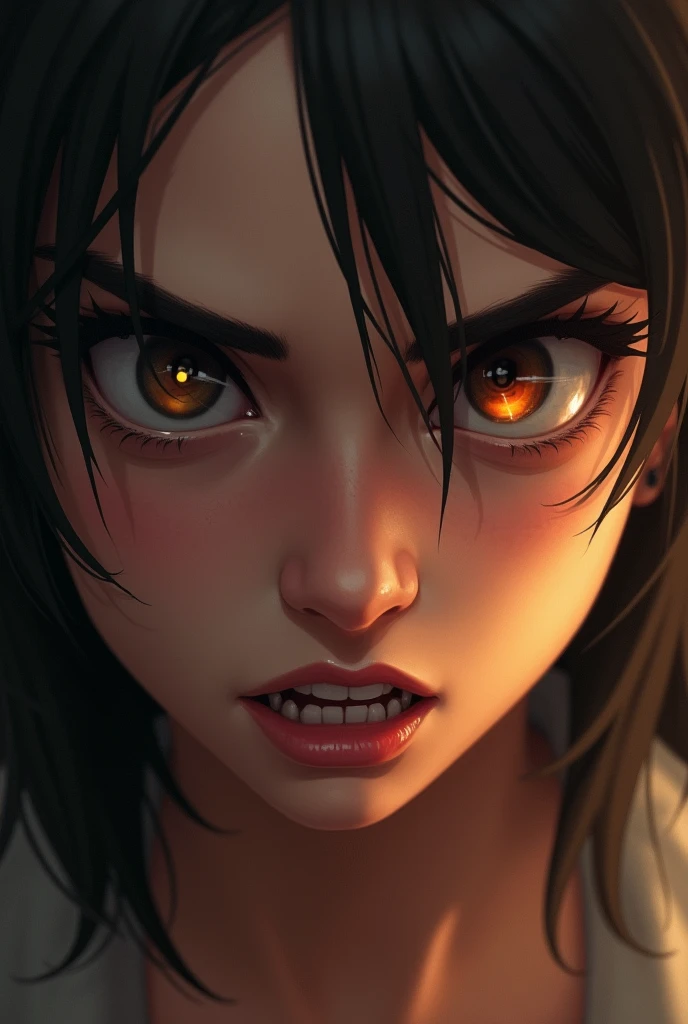 Just a girl eyes with angry emotions 
