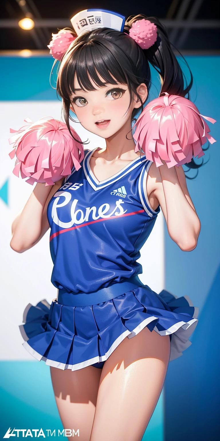 Anime girl in cheerleader costume with pom-poms, Extremely detailed ArtJam, CGTacing Trends:, ArtJam and Atey Ghailan, artstation pixivでトレンド, Ilya Kuvshinov. 4000 people, High quality fan art, ig model | ArtJam, [ CGSeteration Trends ]!!, CGTastation Trends, Excited expression