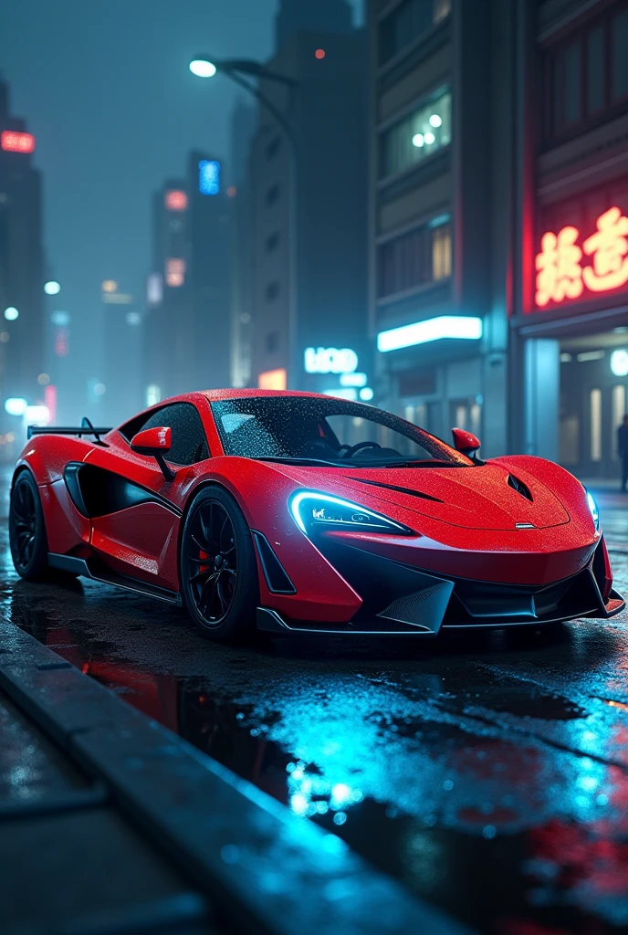 Red car with blue light