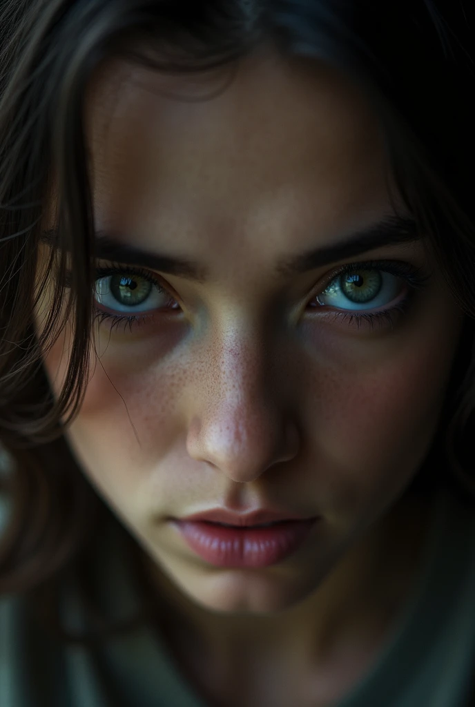 Just a girl eyes with angry stare. Just an eyes. No face
