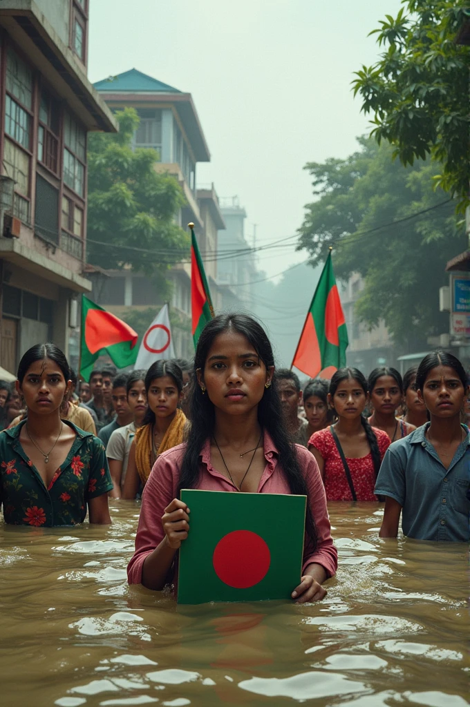 2024 flood in Bangladesh with the same frame of student protest of Bangladesh in 2024