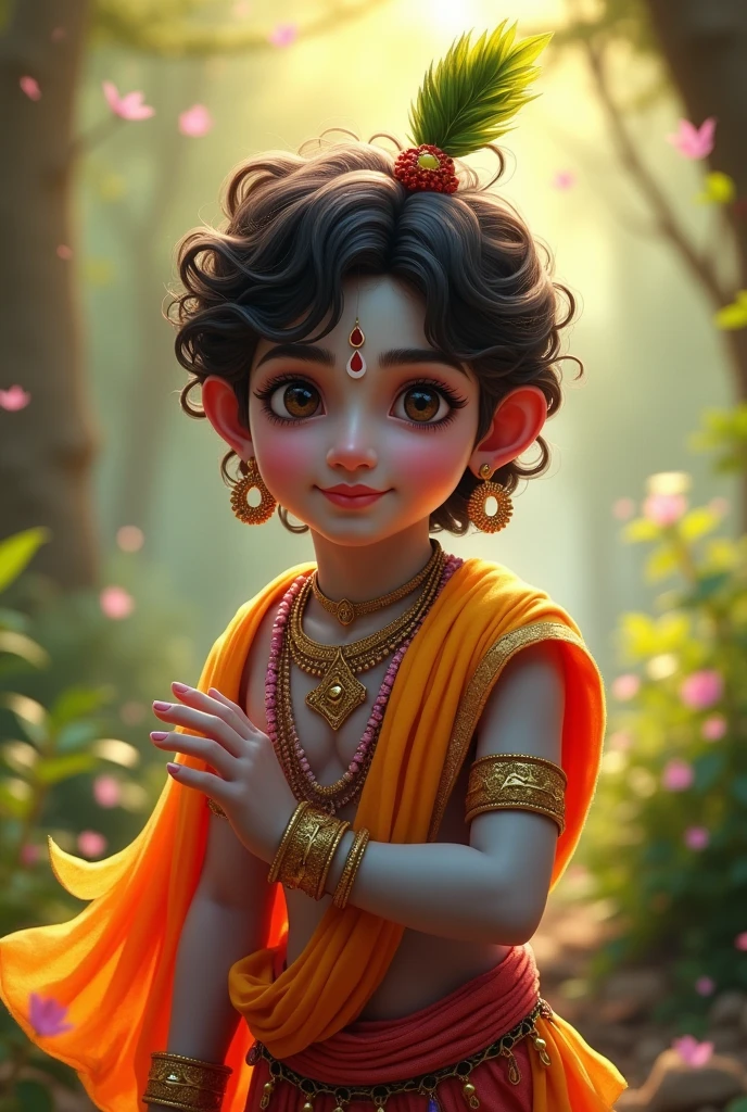 Generate an image of lord Krishna janmashtami with clear eyes