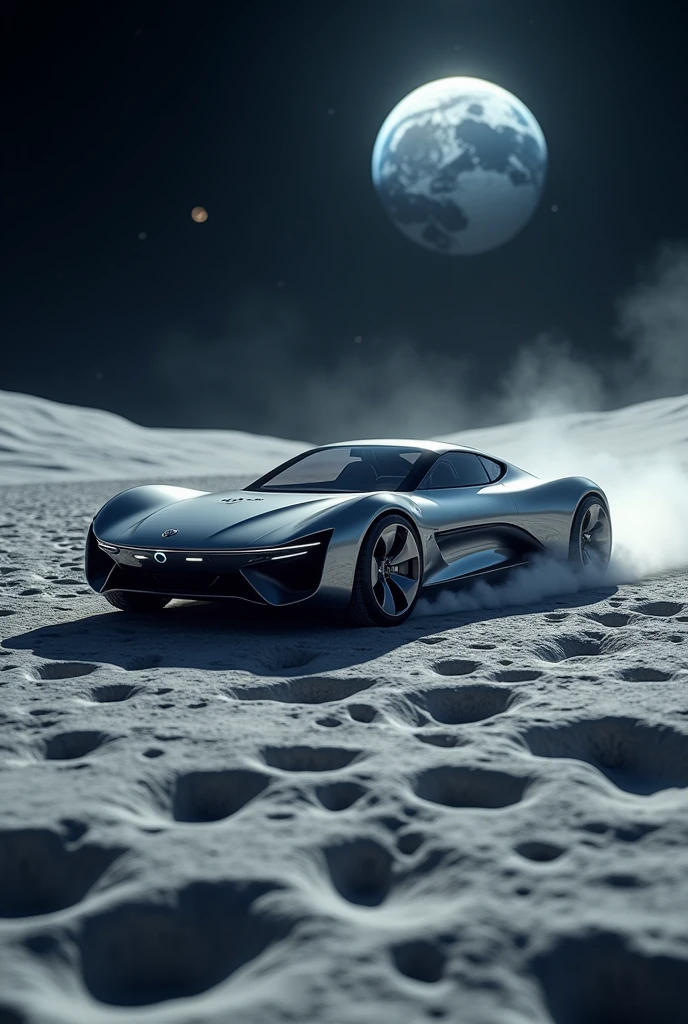 A car running in moon
