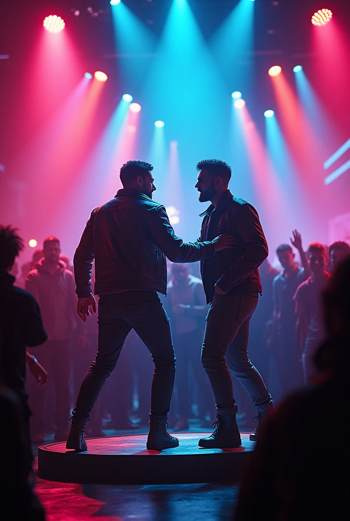 A nightclub with 2 male singers