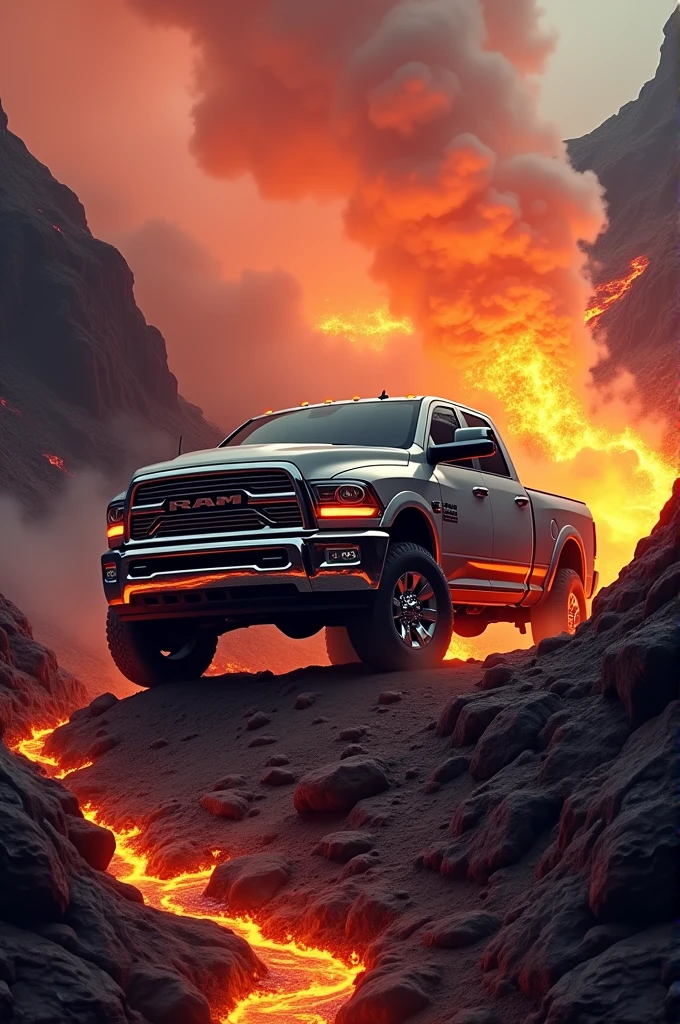 Dodge Ram on lava mountain 