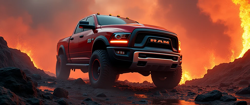 Dodge Ram on lava mountain 