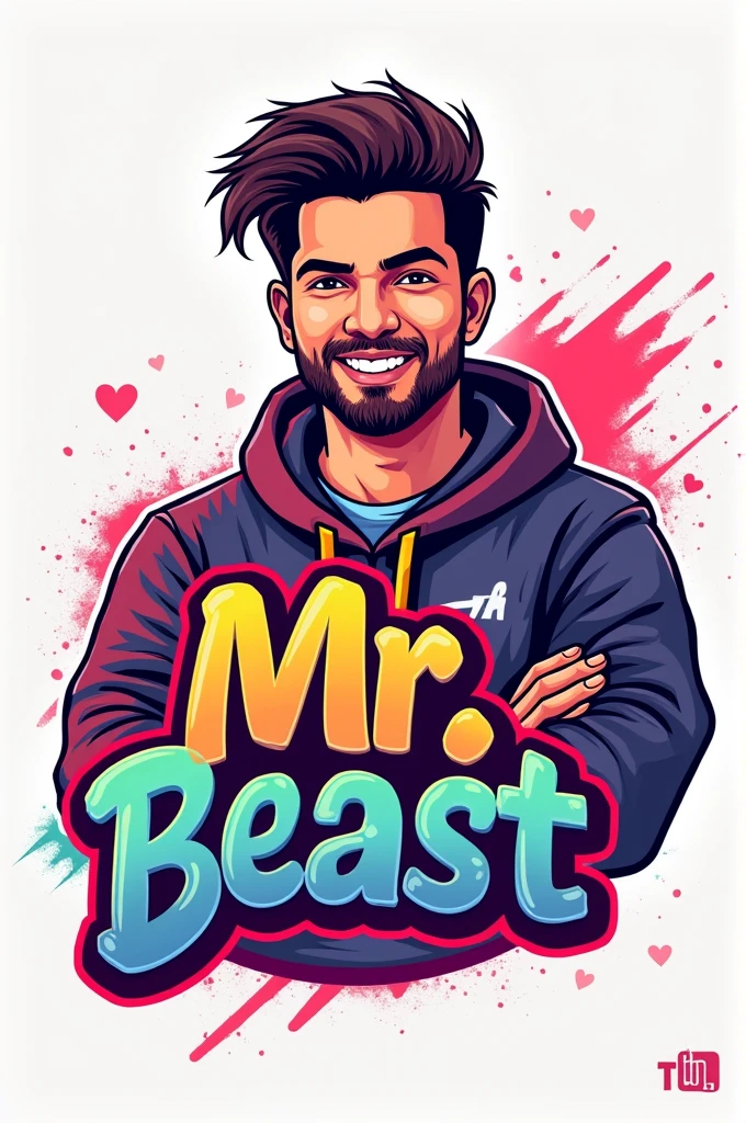 Creat a logo for mr beast Hindi name with picture of Mr beast