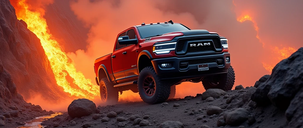 Dodge Ram on lava mountain 