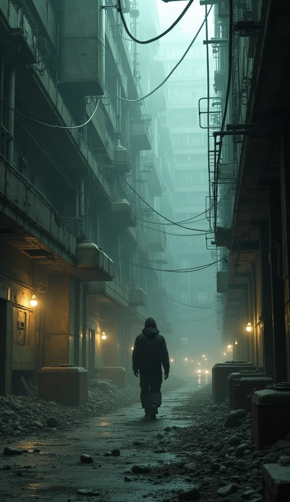 \in a dystopian future, humanity is forced to live in underground cities due to extreme pollution on the surface. Descreva a vida cotidiana de um habitante dessas cidades, suas lutas, hopes and the mysteries that surround the world above them.\