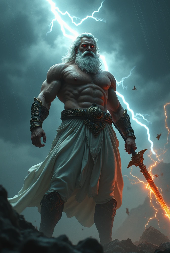 Zeus with much anger