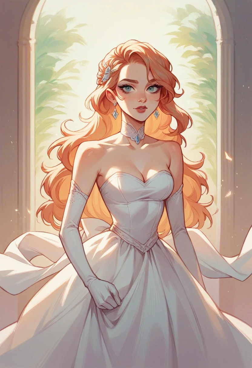 1. "A young woman twirls in a stunning white gown amidst London's iconic landmarks at sunset."