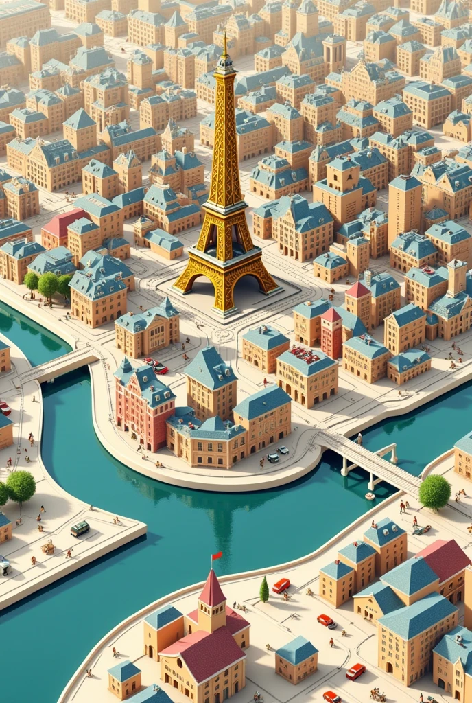 A 2D map of Paris on up views with establishments are refer with a mark