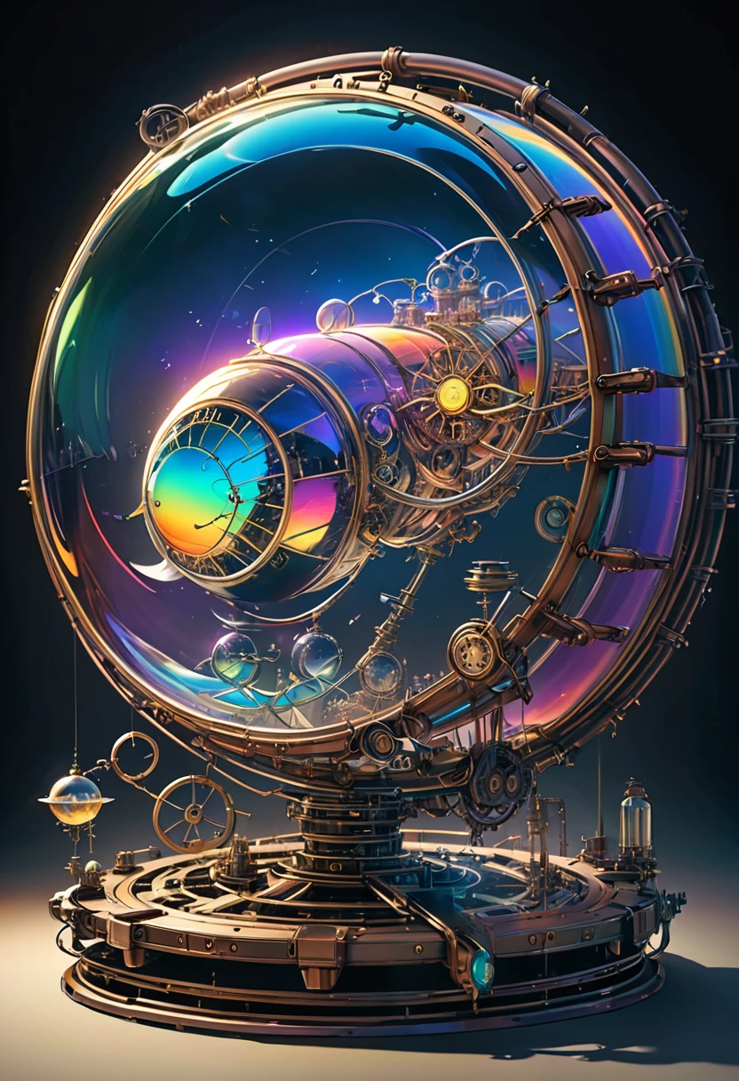 Rainbow colors、Rainbow colorsの機械式空飛ぶクジラ, steampunk, Dieselpunk, Clockpunk, Mysterious color scheme, Twilight light effect, Conceptual installation fantasy art, 2.5D, delicate and dynamic、16K, Ultra-high resolution, Ultra-high resolution, to be born,wonderful ,future、Rainbow colorsの、The world 30 years from now