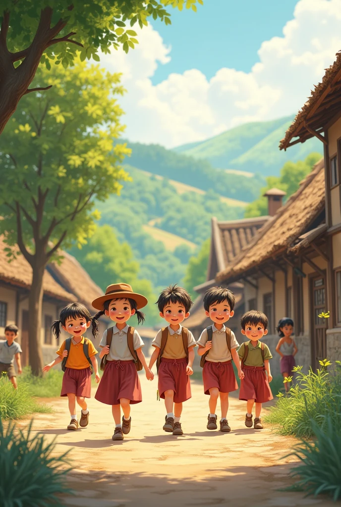 Village children go to school