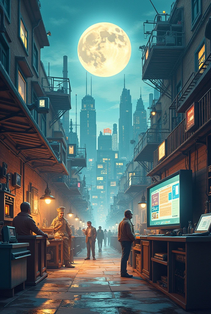 An illustration about traditional media: pre-industrial, industrial, electronical and information age of media
