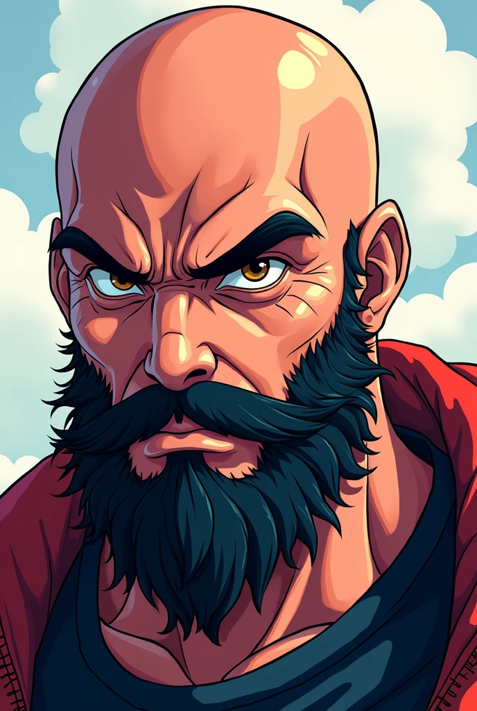 Bald man whith beard anime type