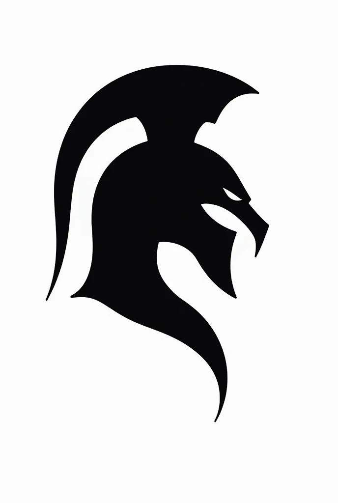 Create a snake head using spartan helmet, white background, black subject, icon, clip art, side view, no details 