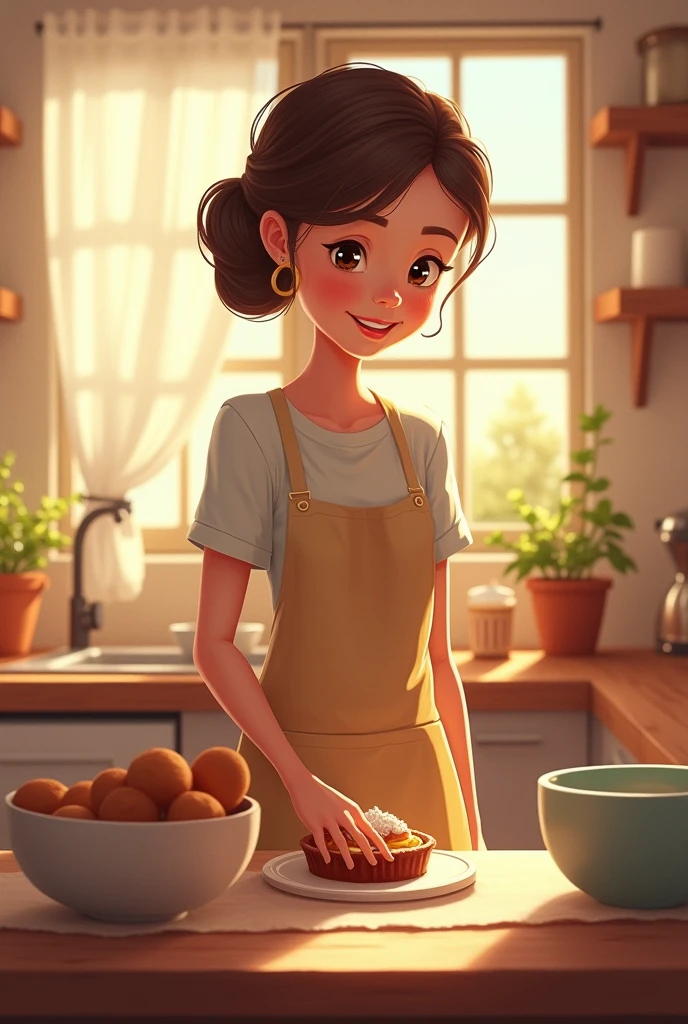 Mommy's in the kitchen, making something sweet.