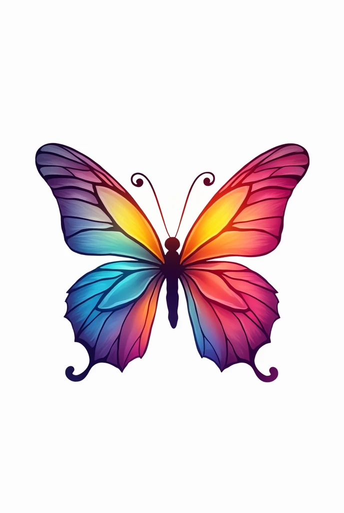 Create a logo with the letter "a" with colorful butterfly wings. white background