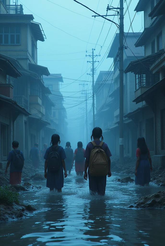 2024 horrific flood in Bangladesh where students are helping the flood affected for my Facebook profile picture with a symbolic blue.