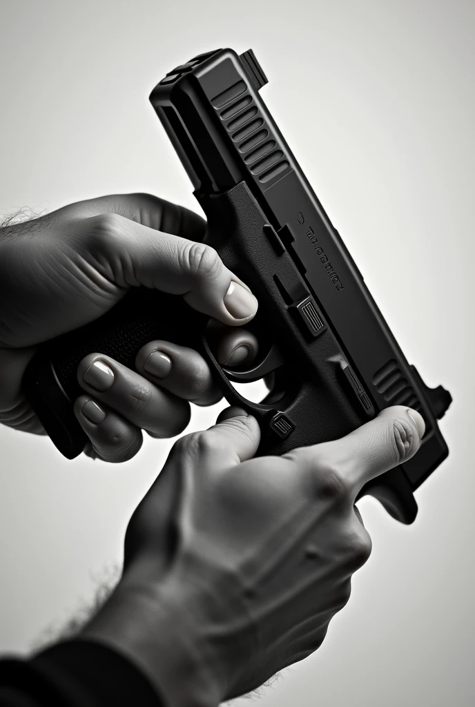 Reloading pistol magzine black and white 

