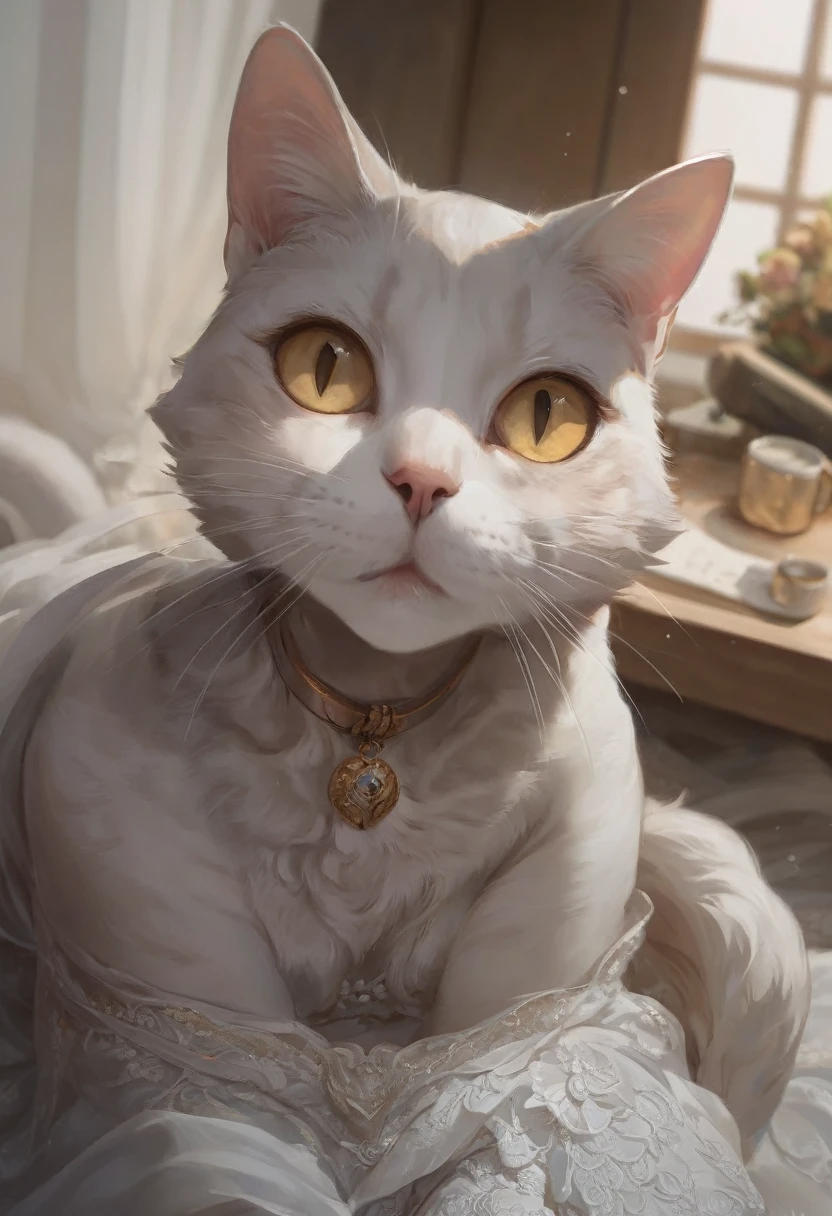 ultra detailed, best quality、cat、Angel