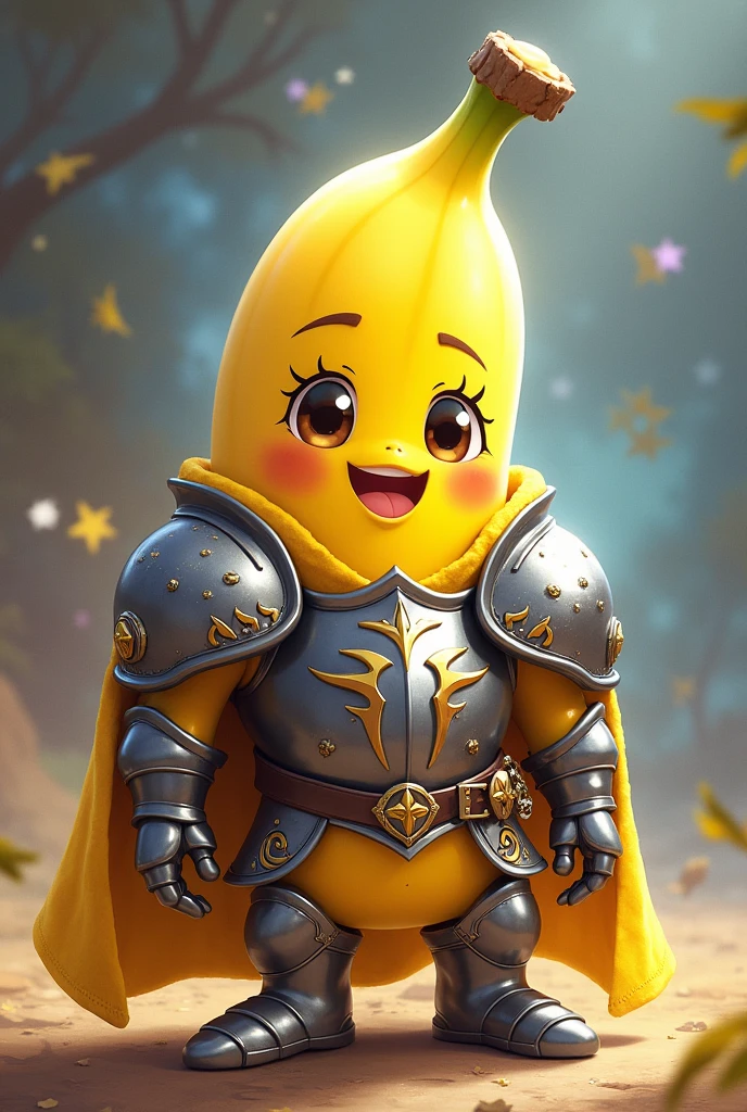 Cute anime banana wearing armor, cool cool.