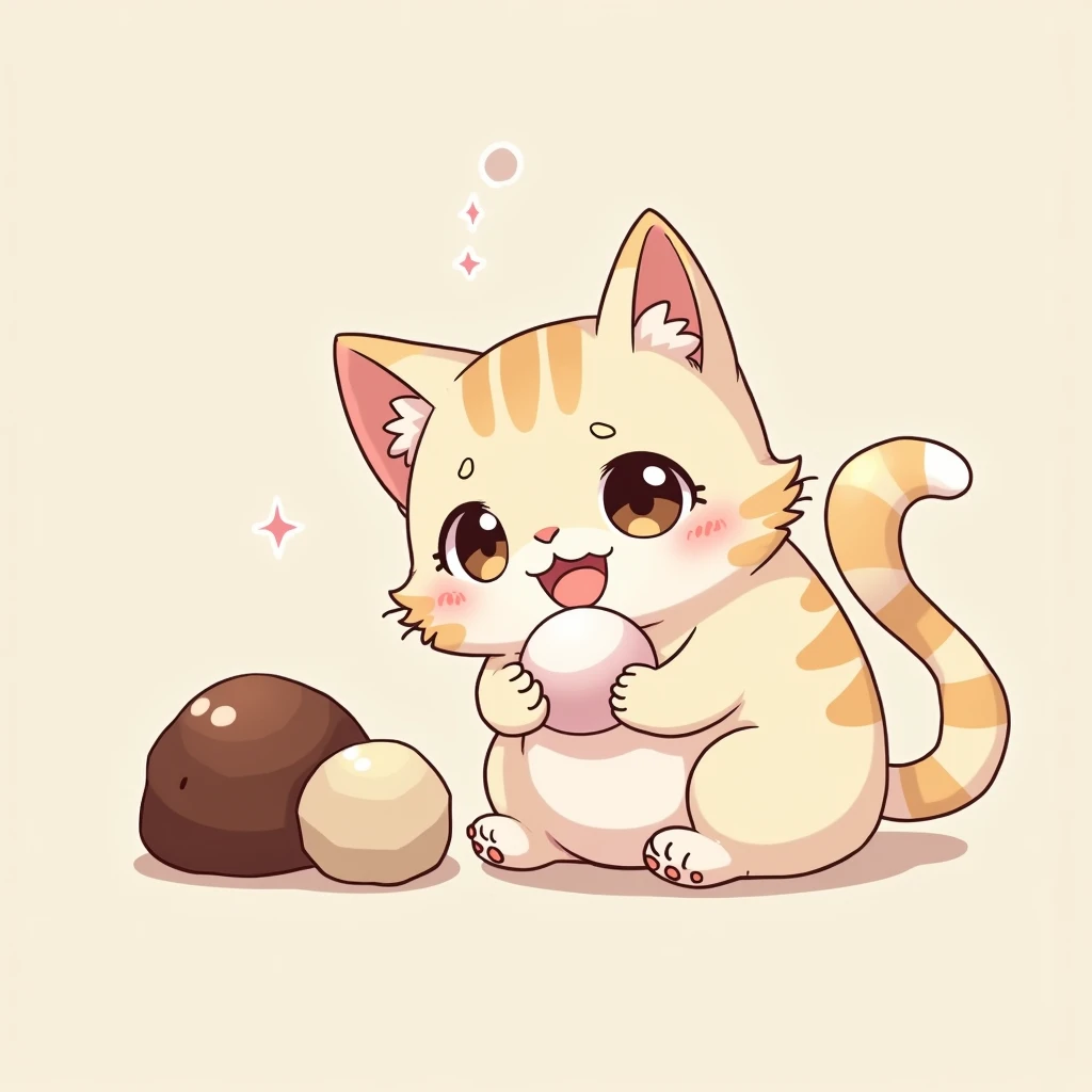 Anime cat eating mochi , Bottomless Something Simple