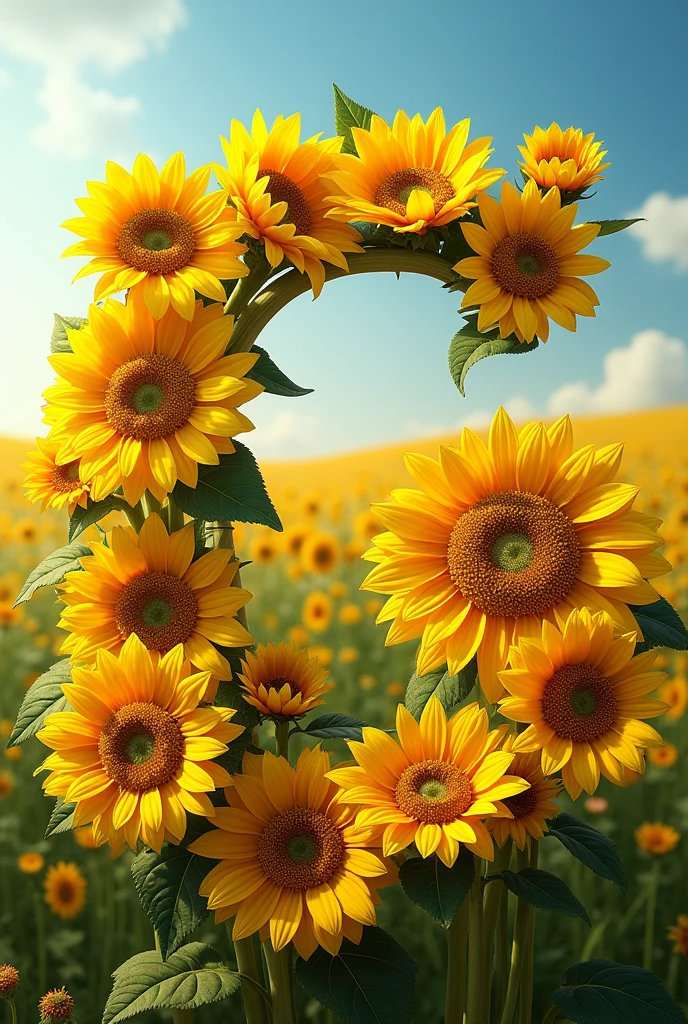 The English alphabet depicted with sunflowers (I 
