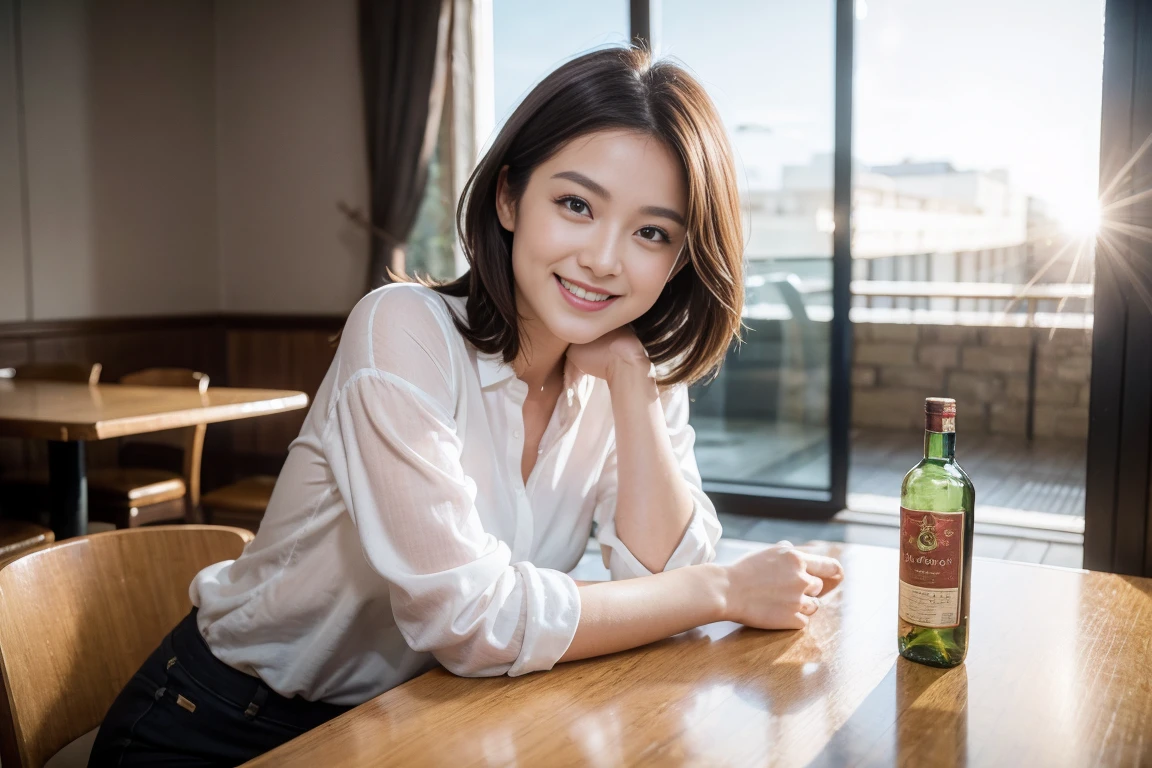 ((Highest quality、8k、masterpiece:1.3))、slimカップル、modelカップル、(Realistic, Intricate details:1.2), full-course dinner、Whiskey bottle and glass on the table、Single Malt、scotch、Shot Glass、On the rock、Scotland、Amazing view of the sunset sky and clouds、A bright smile、The wonderfulness of smile、 Beautiful Face, blue eyes, The light shines on your face, blush, short hair,Bright Face、 (Age 37), 3,Two beauties、Brown Hair、Shortcuts、Long sleeve shirt、dress、Beautiful woman 1, (slimな顔), (The body is slim), (Brown Hair), (Shortcuts), cheeks turn a little red,Attractive beauty、restaurant, In a prominent place (From the waist up) Nova Frog Style, actress, model, Upper Body, White wine, slim, smile, (smile: 1.15), Beautiful fine grain, Depth f/2,saturation, High Contrast, Strong light and shadow,Moist Body:1.5、3D texture、Delicate eyes、Brown Hair、The hair is very shiny、