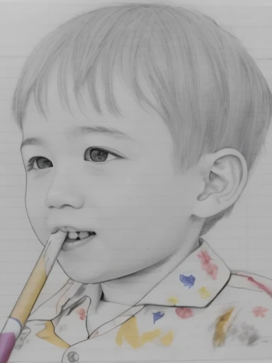 Realistic color photography style、Smiling emphasizes nasolabial folds. Make the chin a little thinner and accentuate the nasolabial folds.、I want it to look more like a color photograph...............。 , Xu々To、Clearly visible、鼻から口Toかけての深いほうれい線を強調します、Generate left and right dimples、Show me your beautiful smile.。Make your eyes look cute with double eyelids.Please make it live action.。口の周りToケチャップがたくさんついています、To-sai A eating Shichigosan candy。Create an upturned gaze。