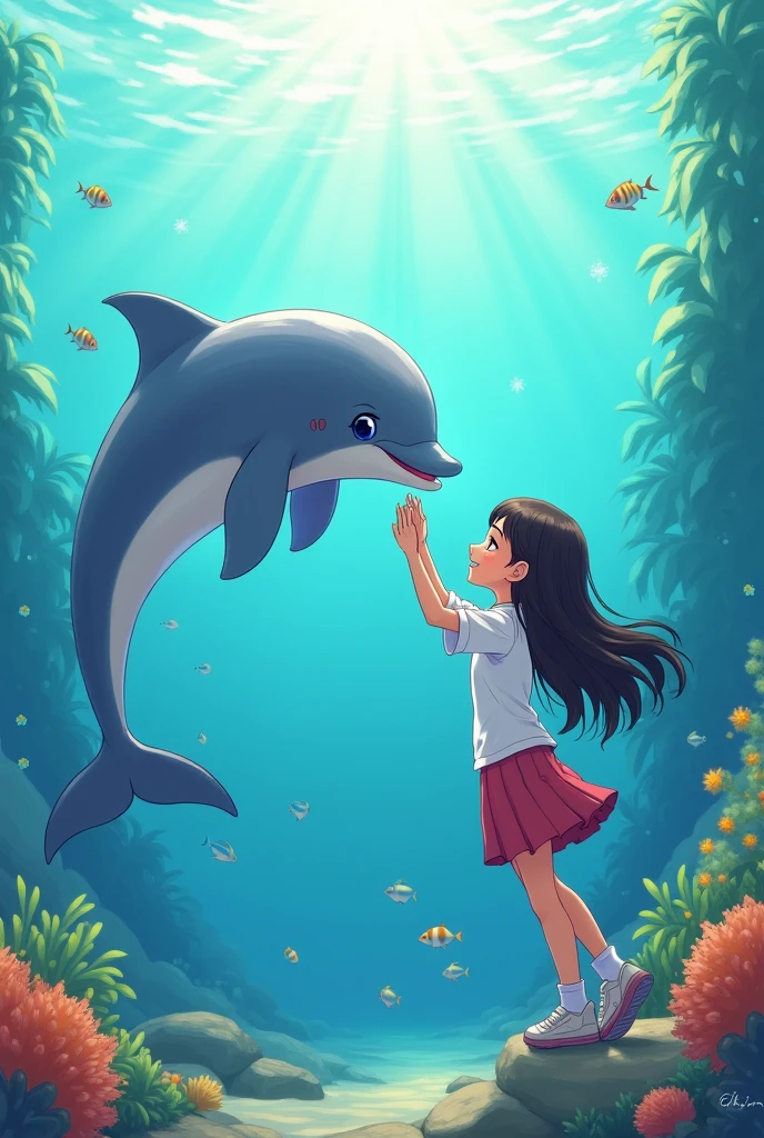 umemiya and a cute kid dolphin