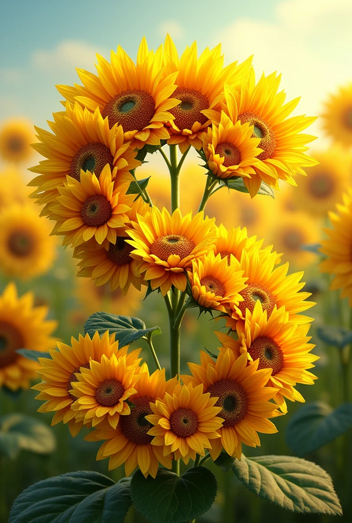  alphabet depicted with sunflowers I.
