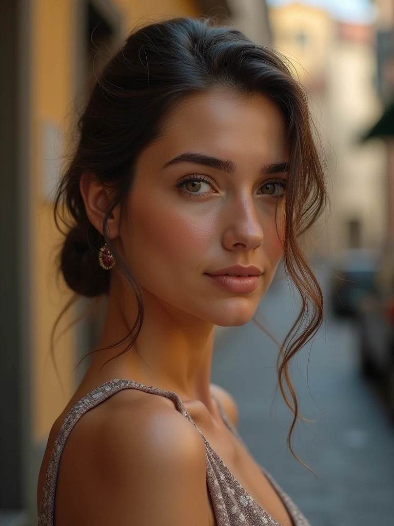 jeune femme européenne de 25 ans ,cheveux attacher ultra realiste 4k