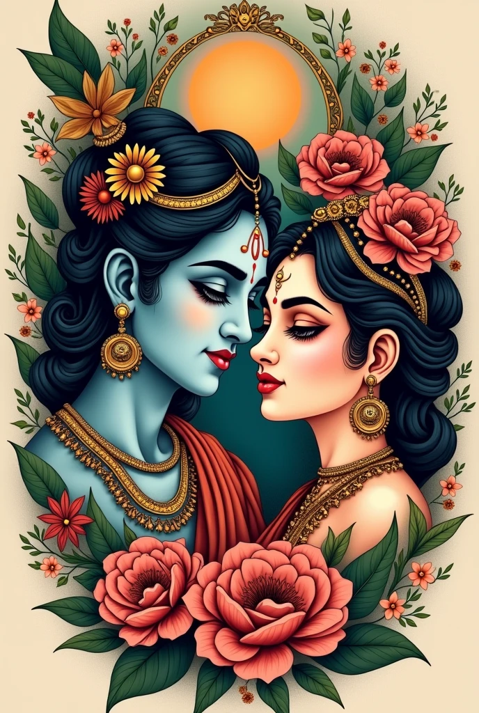 Radha and Krishna color tattoo designs with their faces
I need more designs 