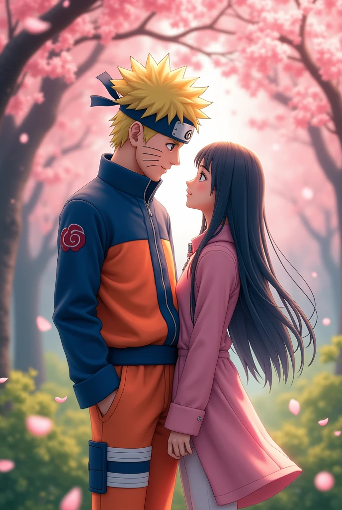 Naruto and hinata Sakura tree is realistic photo