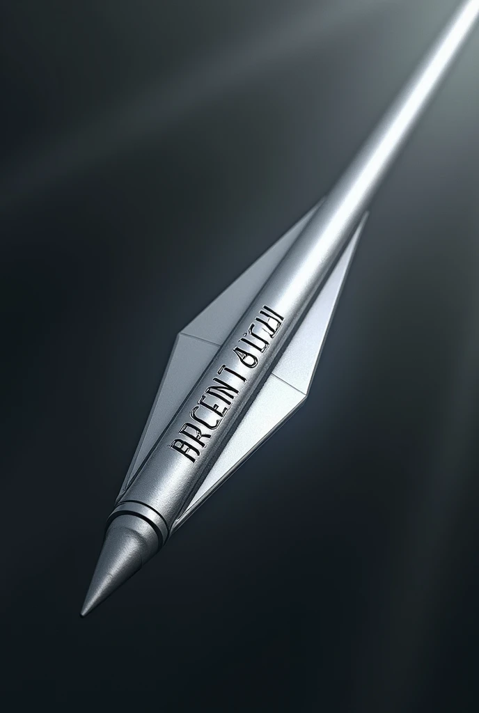 A silver arrow being shot with the name Argent452T engraved on it, prioritize the name


