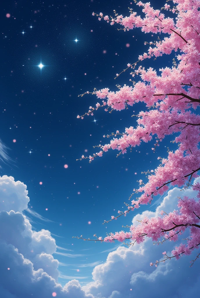 sky,with stars,sakura is very easy