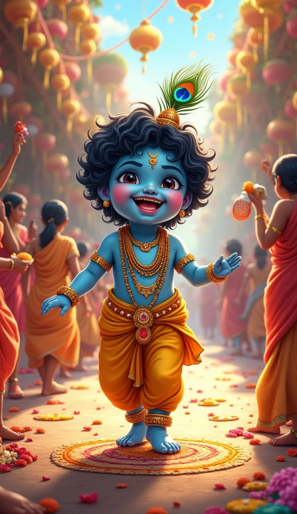 Illustration of happy Janmashtami Lord Krishna in Janmashtami festival of India