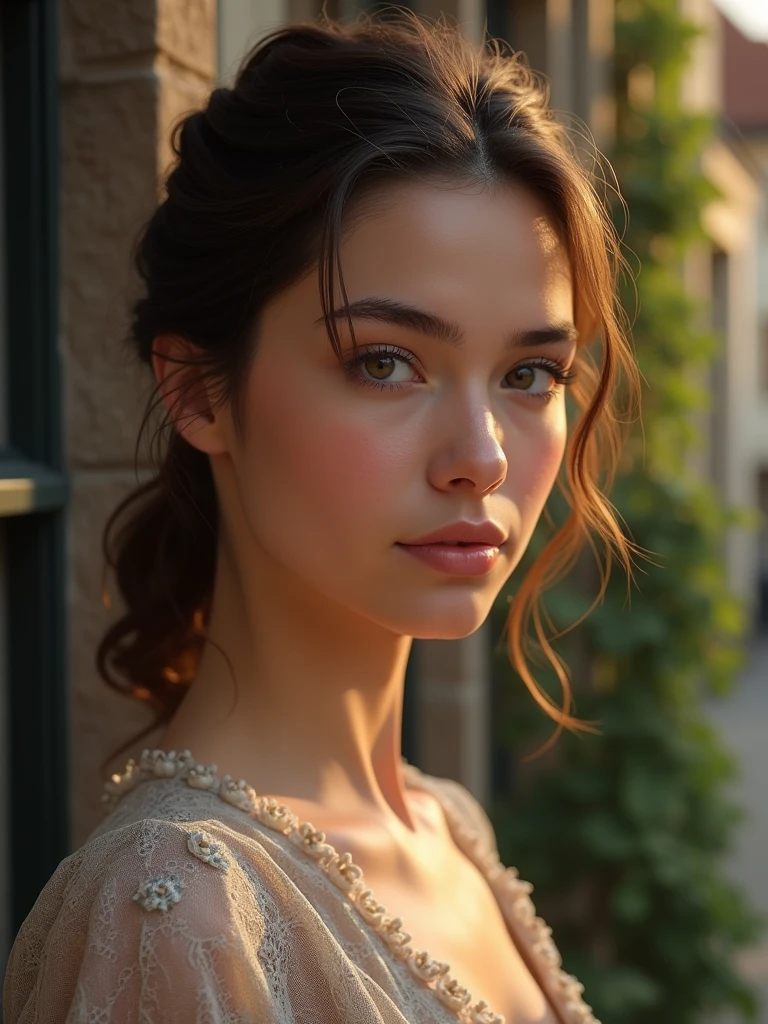 jeune femme européenne de 25 ans ,cheveux attacher ultra realiste 4k