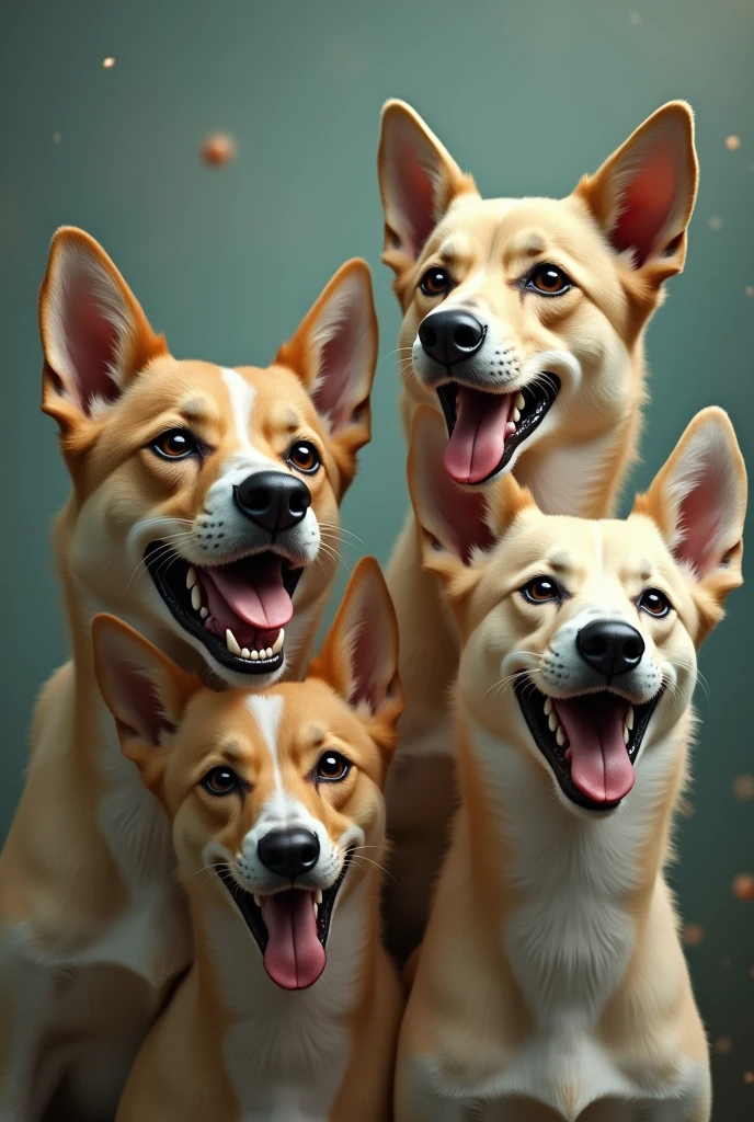 Four dog heads look like humans