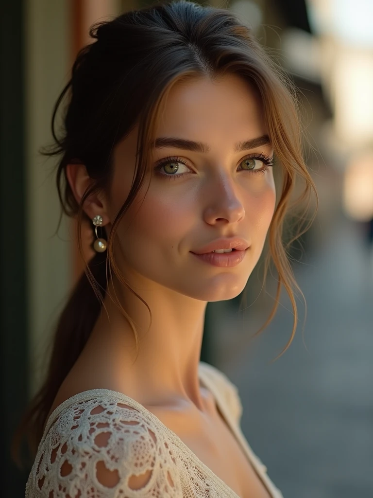 jeune femme européenne de   25 ans ,cheveux attacher ultra realiste 4k