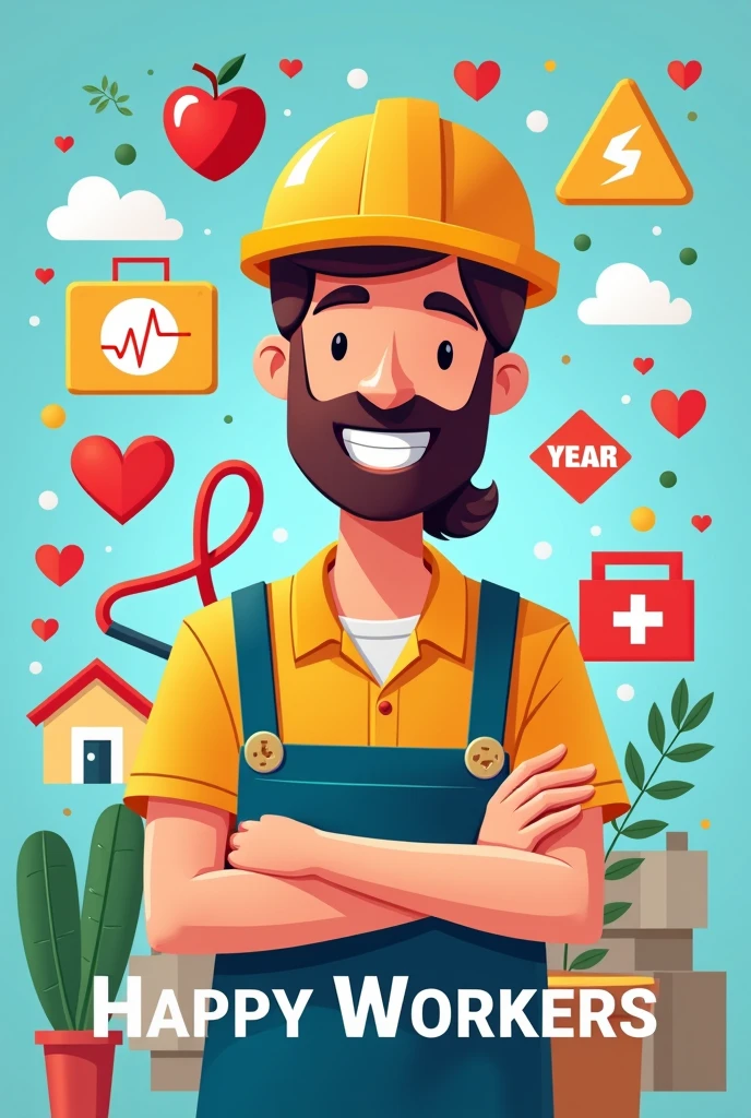 
2. Slogan: "Healthy Workers, Happy Business!"
Poster Design:

Visual Elements: Show a smiling worker surrounded by symbols of health (like a heart, an apple, and exercise equipment) and safety (like a first aid kit and safety signs).
Message: Emphasize that taking care of employee health leads to a positive atmosphere, which benefits everyone involved, including customers.