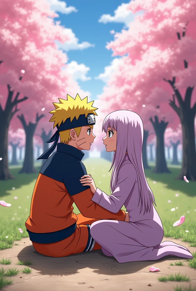 Naruto and hinata  Sakura tree park reallife photo 