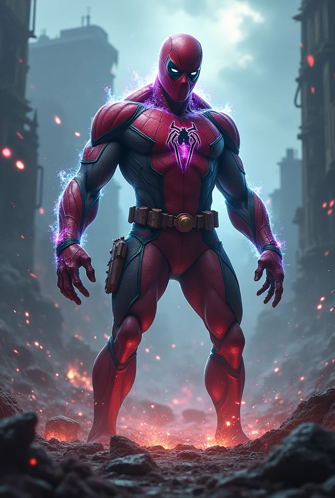Deadpool and Spider-Man mix version with infinity stonesand zombie Deadpool