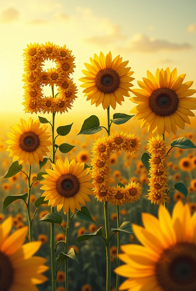 An English words depicted with sunflowers  I I I
