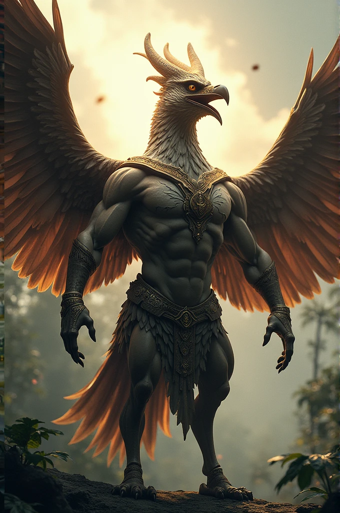 Thai garuda, muscle, wing span, cool walk posture