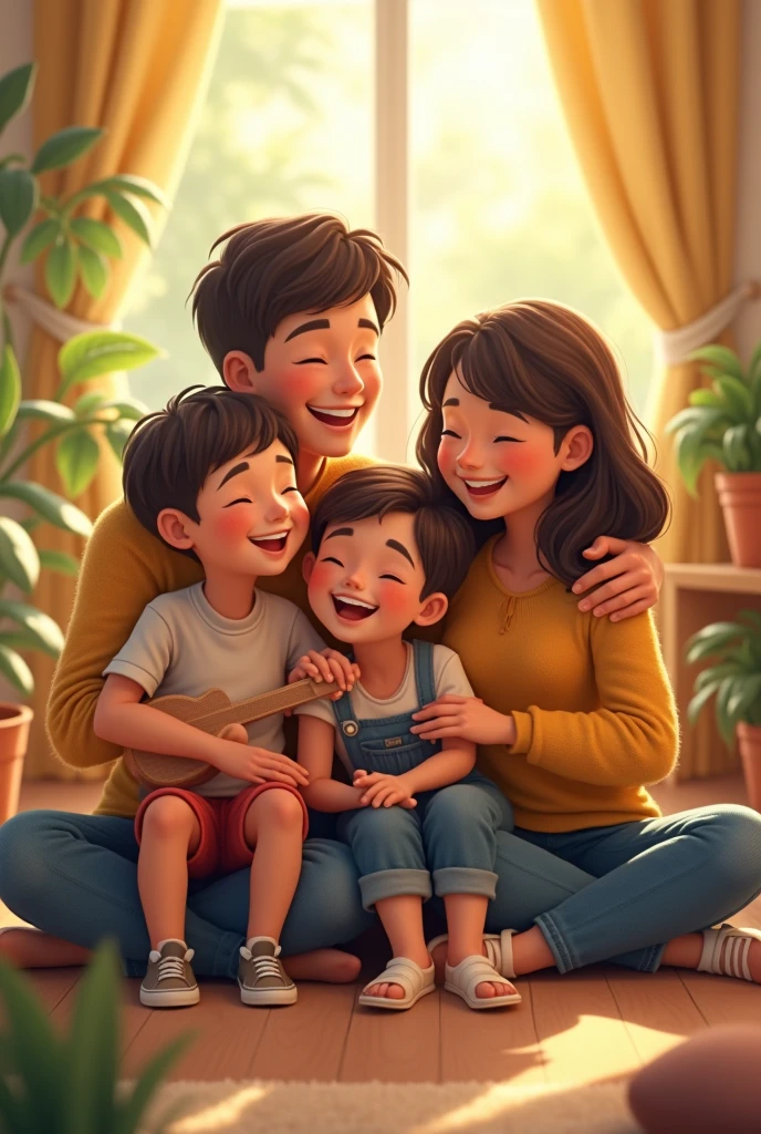 We’re a family, oh so strong,
Together we belong.
Laughing, playing all day long,
Singing our family song!